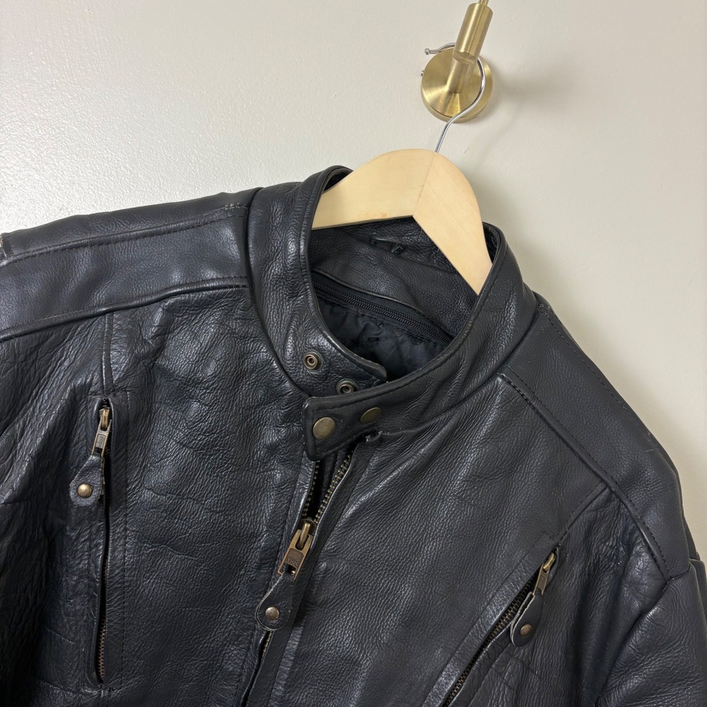Perfect Biker Motorcycle Jacket Women XL Black Leather Cafe Racer Grunge Moto